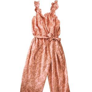 Loft Outlet Jumpsuit MP Pink/Salmon Ditsy Floral w/ Pockets and Tie Waist Detail